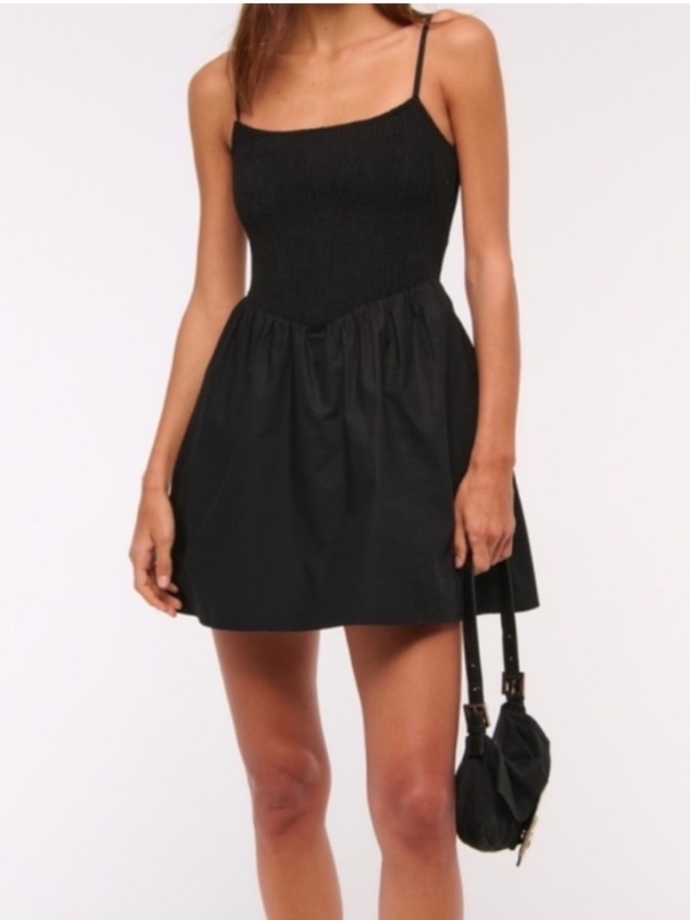 NWT Abercrombie Dropped Waist Smocked Mini in Black Size Small